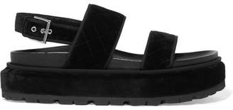 Alexander McQueen Quilted Velvet Platform Sandals - Black