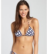 Thumbnail for your product : Shoshanna navy and white triangle beaded 'Buoy' string bikini top