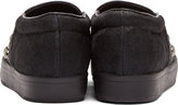 Thumbnail for your product : Miharayasuhiro Black Calf-Hair Studded Slip-On Sneakers