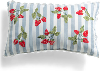 TJMAXX 14X24 Strawberry Garden Stripe Indoor Outdoor Pillow, Polyester