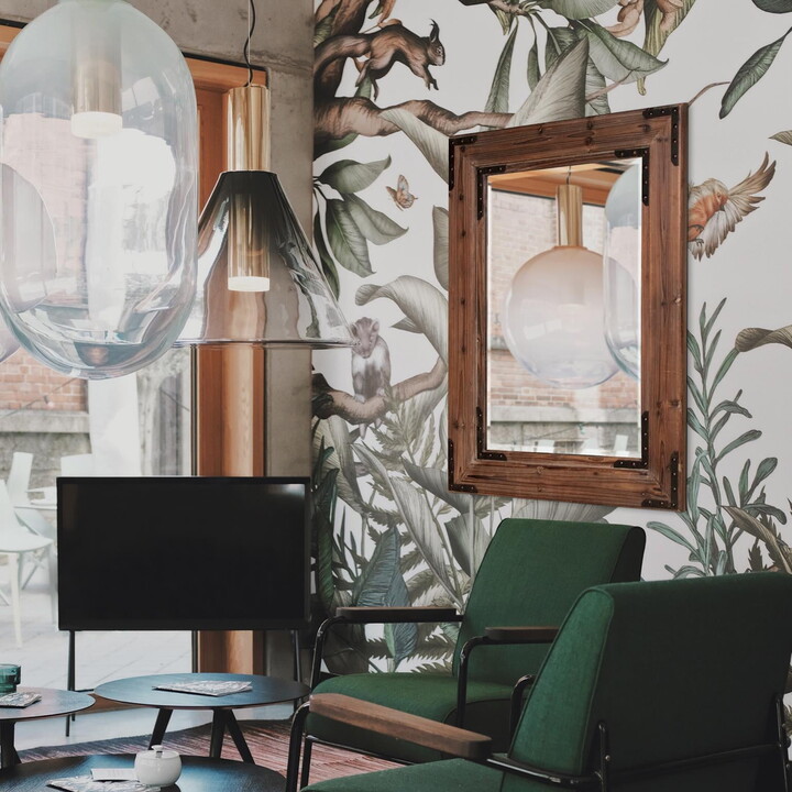 Tyler Dillion Tyler Dillon Rectangular Wood Framed Wall Mirror with Black Iron Accents - 46.5"H x 34.75"W