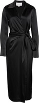 Thumbnail for your product : Charles Henry Long Sleeve Satin Midi Wrap Dress