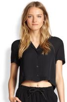 Thumbnail for your product : Rag and Bone 3856 Rag & Bone Cropped League Silk Button-Front Shirt