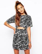 Thumbnail for your product : Motel Dress With Cut Out In Sketch Print