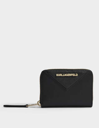 Karl Lagerfeld Paris K/Klassik Small Zip Around Wallet in Gold and Black Saffiano