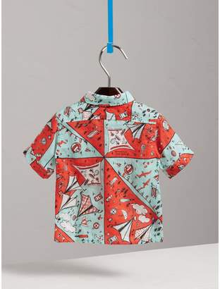 Burberry Short-sleeve Picnic Print Linen Shirt