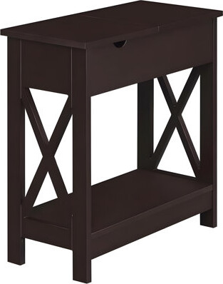 One Allium Way Oxford Flip Top End Table With Built-In Charging Station USB Ports And Concealed Storage Shelf