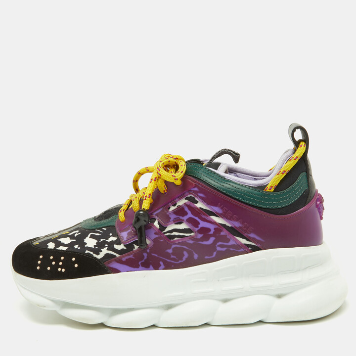 Versace Multicolor Leather and Printed Nylon Chain Reaction Sneakers Size  39 - ShopStyle