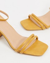Thumbnail for your product : Truffle Collection thin strap mid heeled square toe sandals in ochre