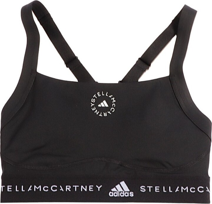 adidas by Stella McCartney Logo Printed Racerback Sports Bra - ShopStyle