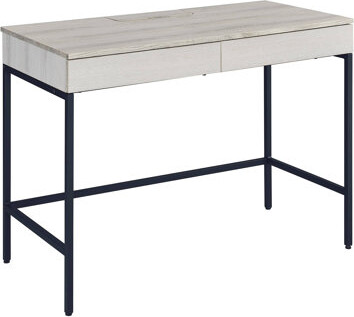 17 Stories Natural And Black Writing Desk With 2 Drawers