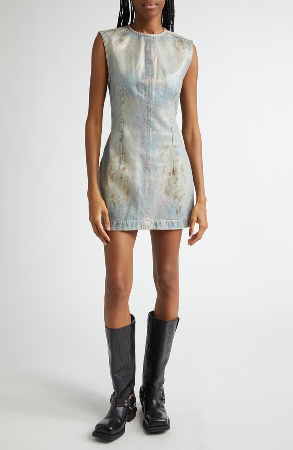 Acne Studios Devon Dirty Halo Coated Denim Minidress