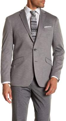 Kenneth Cole Reaction Gray Marled Knit Two Button Notch Lapel Trim Fit Sportcoat