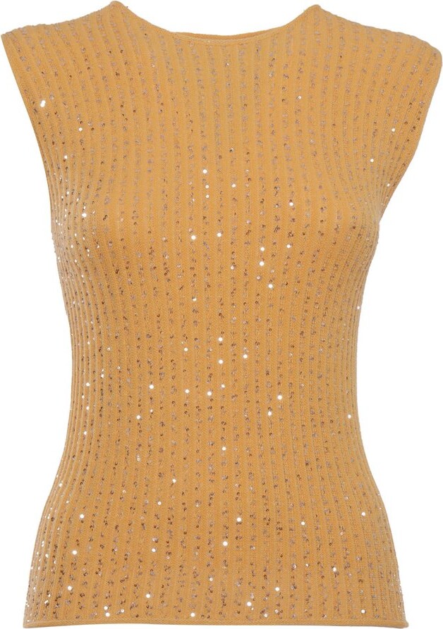 Fabiana Filippi Sequin-Embellished Ribbed-Knit Tank Top