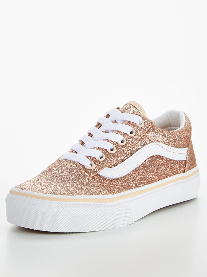 Vans Old Skool Glitter Children's Trainer Gold/White - ShopStyle Girls'  Shoes