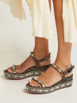 Thumbnail for your product : Christian Louboutin Pyraclou 60 Leather Flatform Sandals - Womens - Black Gold