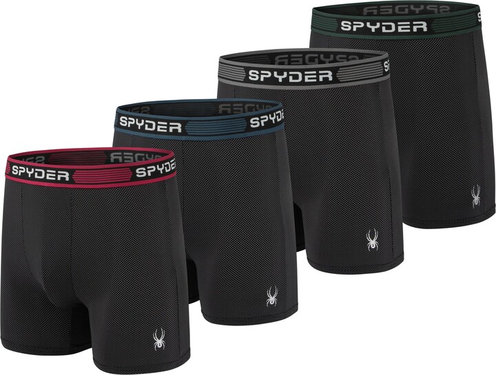 Spyder Performance Mesh Mens Boxer Briefs Sports 3 Pack for Men Black L