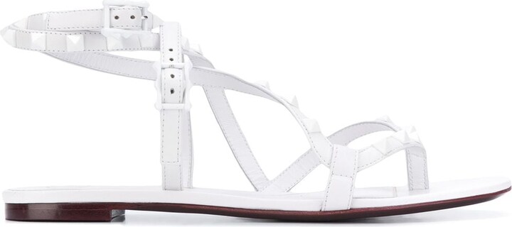rockstud flair raffia flat slide sandal