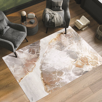 Golden Medallions II Washable Abstract Area Rug, Power-loomed, Softness with Non-Slipping Backing