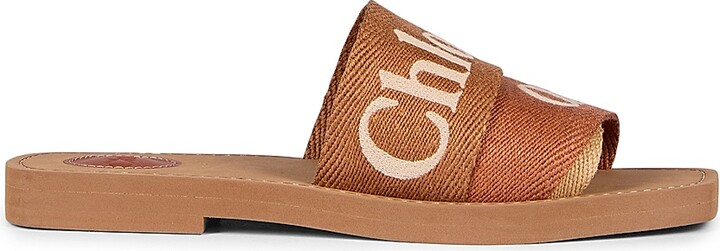 Chloé Women's Woody Logo Slide Sandals - Blushy Beige - Size 6