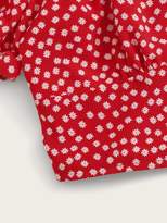 Thumbnail for your product : Shein Daisy Print V Neck Crop Top