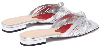 Gucci Crawford Knot-front Leather Slides - Silver