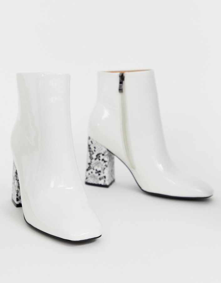square toe white ankle boots