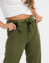 Thumbnail for your product : Miss Selfridge slim pant with belt in khaki