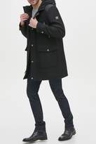 Thumbnail for your product : Kenneth Cole Patch Pocket Mixed Media Hooded Wool Blend Coat