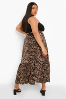 Thumbnail for your product : boohoo Plus Leopard Print Tiered Maxi Skirt