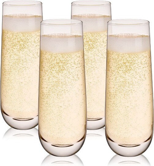 True TrueStemlessChampagneFlutesGlasses-StemlessMimosaGlasses-WineFlutesGlass9ozSetof4