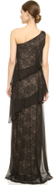 Thumbnail for your product : Marchesa Notte One Shoulder Tiered Gown