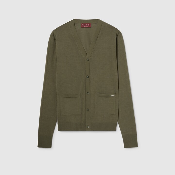 Gucci Fine wool knit cardigan with intarsia