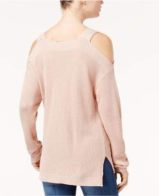 Hooked Up by IOT Juniors' Knit Cold-Shoulder Sweater