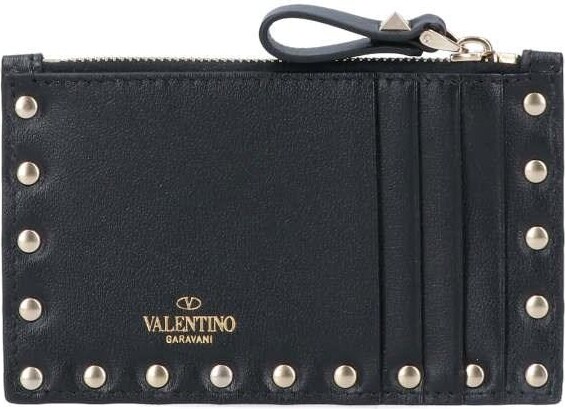VALENTINO Double Zip Rockstud Leather Chain Crossbody Bag Grey