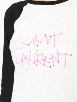 Saint Laurent logo print raglan T-shirt