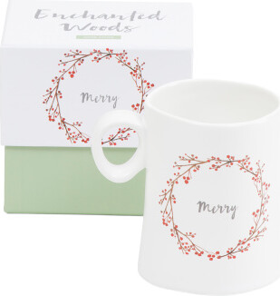 TJMAXX 14Oz Porcelain Enchanted Woods Merry Mug
