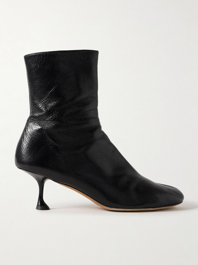 Proenza Schouler Tee Crinkled-leather Ankle Boots - Black