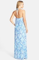 Thumbnail for your product : Vince Camuto Chain Detail Print Chiffon Halter Maxi Dress
