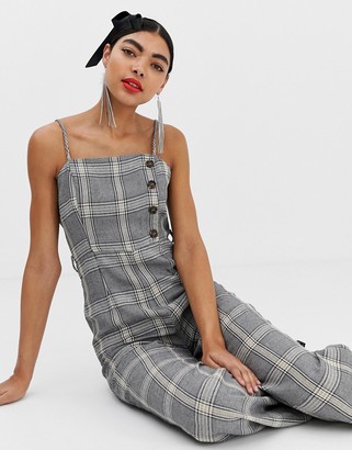 UNIQUE21 checked jumpsuit with buttons and waist belt