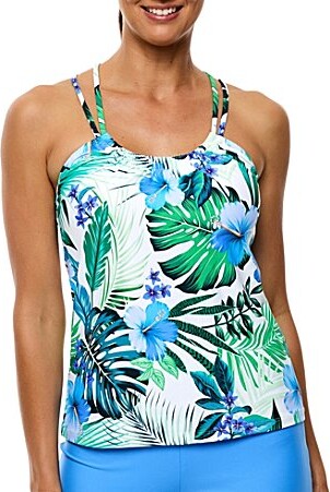Athena Next by Aloha Tropical Third Eye Bra Size Scoop Neck Tankini Swim Top