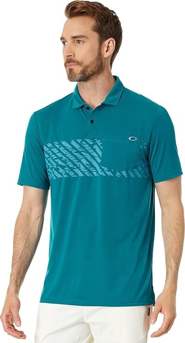 Oakley Sand Stripe Pocket Polo Men's Clothing Aurora Blue : LG, Jersey/Lyocell/Polyester