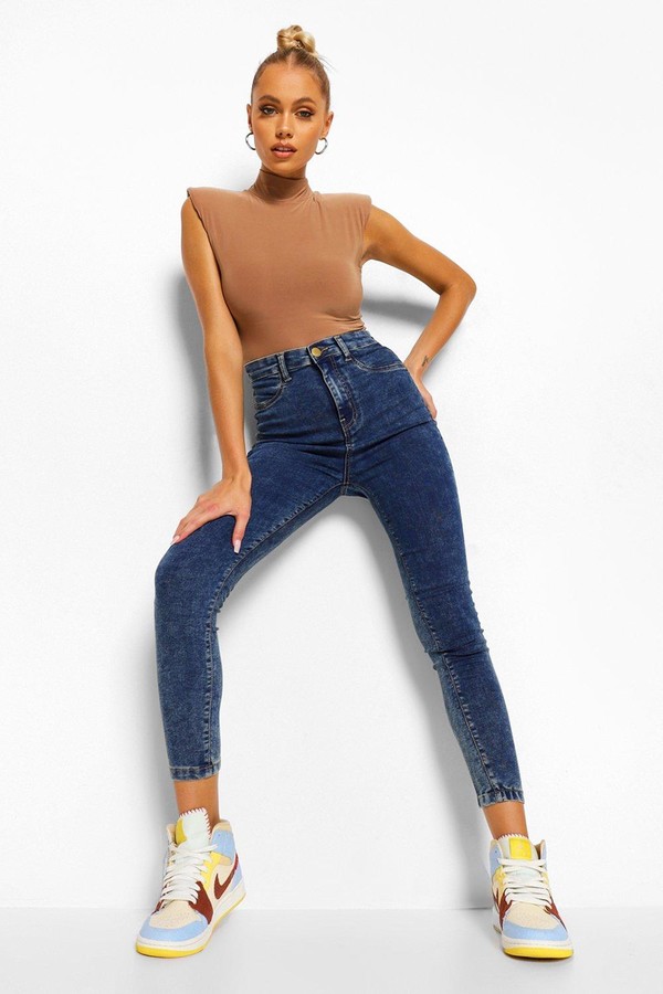 boohoo Acid Wash High Waist Denim Jeggings ShopStyle Jeans - Main Image