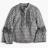 Thumbnail for your product : J.Crew Embroidered bell-sleeve top in gingham