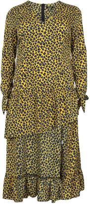 boohoo Plus Leopard Ruffle Step Hem Maxi Dress