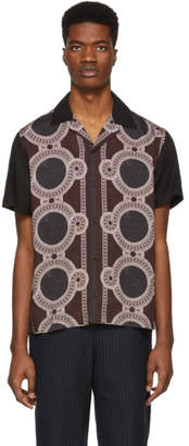 Saturdays NYC Black and Burgundy Mosaic Canty Short Sleeve Shirt