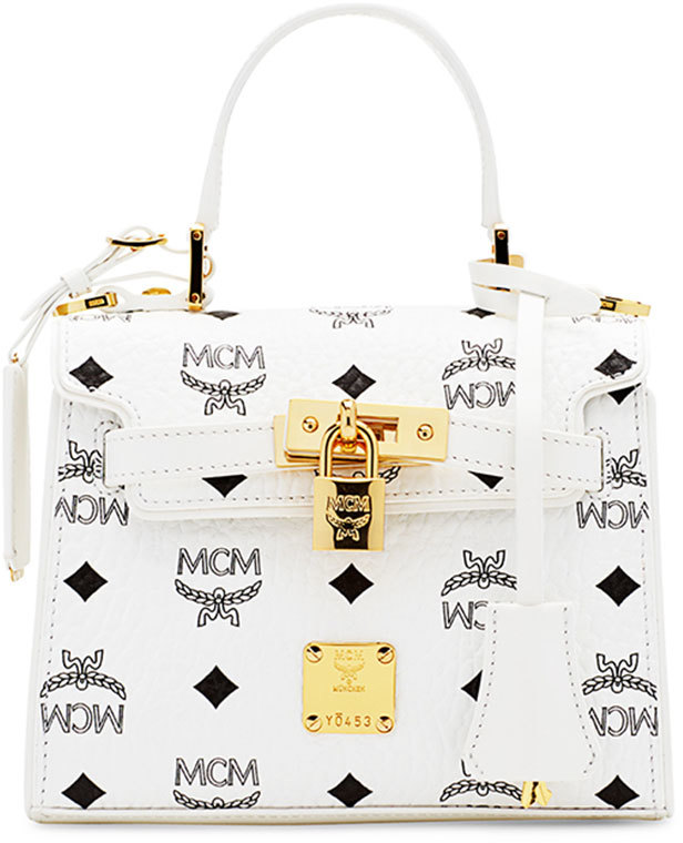 MCM Heritage Mini Satchel Bag, White ShopStyle