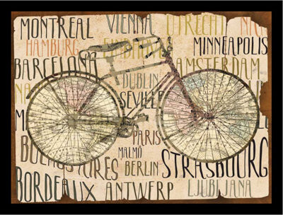 '20 Best Biking Cities Poster' by Beth Albert Framed Graphic Art