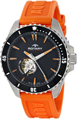 Rotary Men's ags90078/a/04 Analog Display Swiss Automatic Orange Watch
