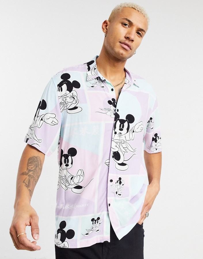 Bershka Mickey Mouse shirt in purple - ShopStyle